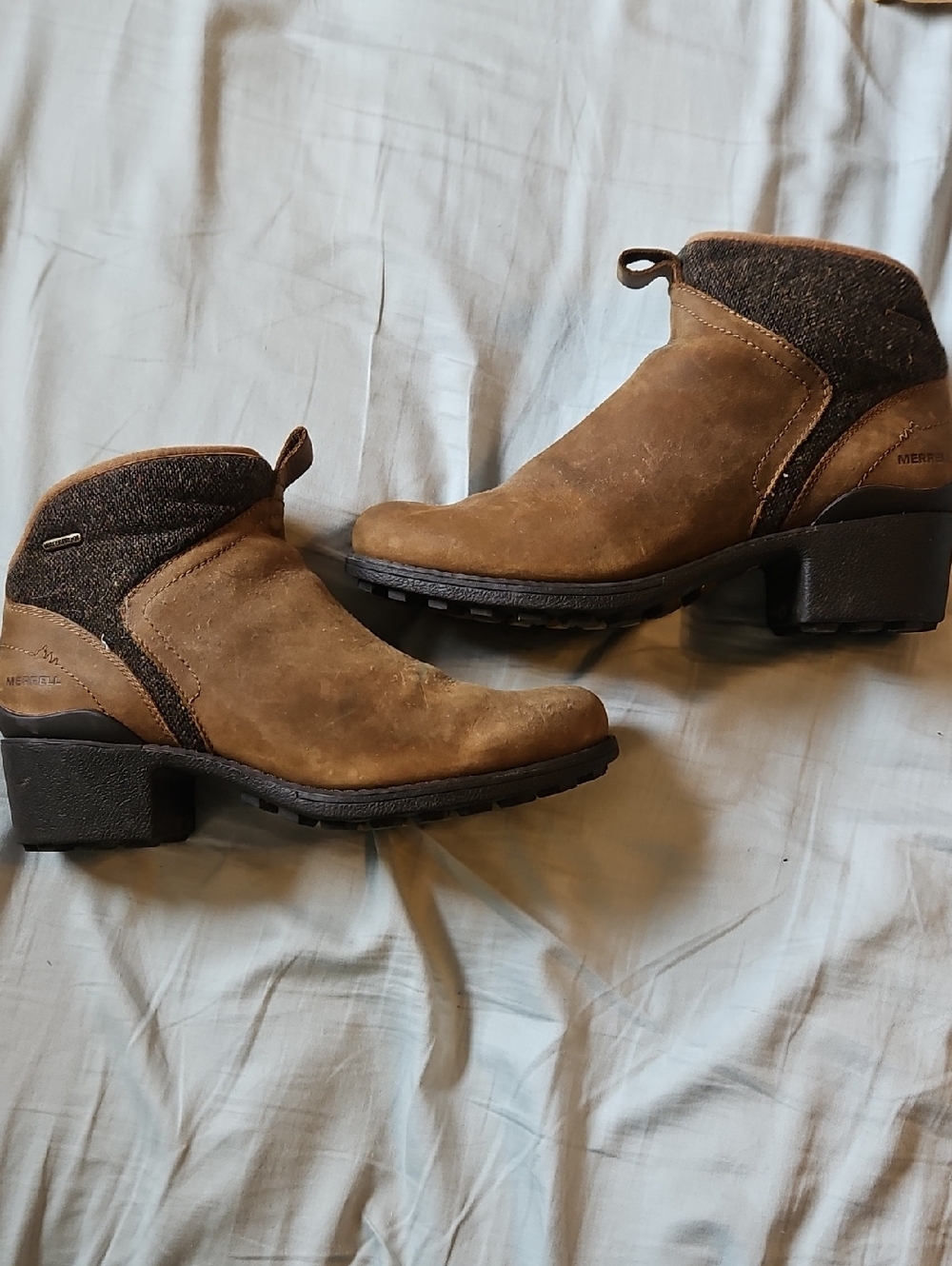 Merrell Women's Brown Suede Ankle Booties, Waterproof